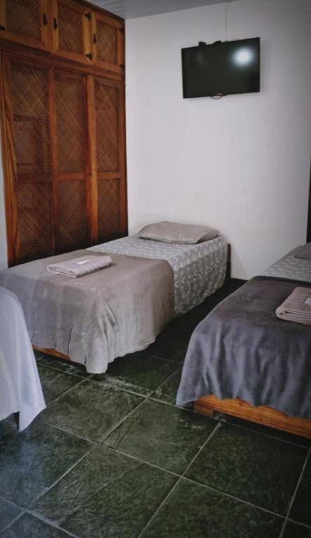 Bed, TV and multimedia, locker, towels