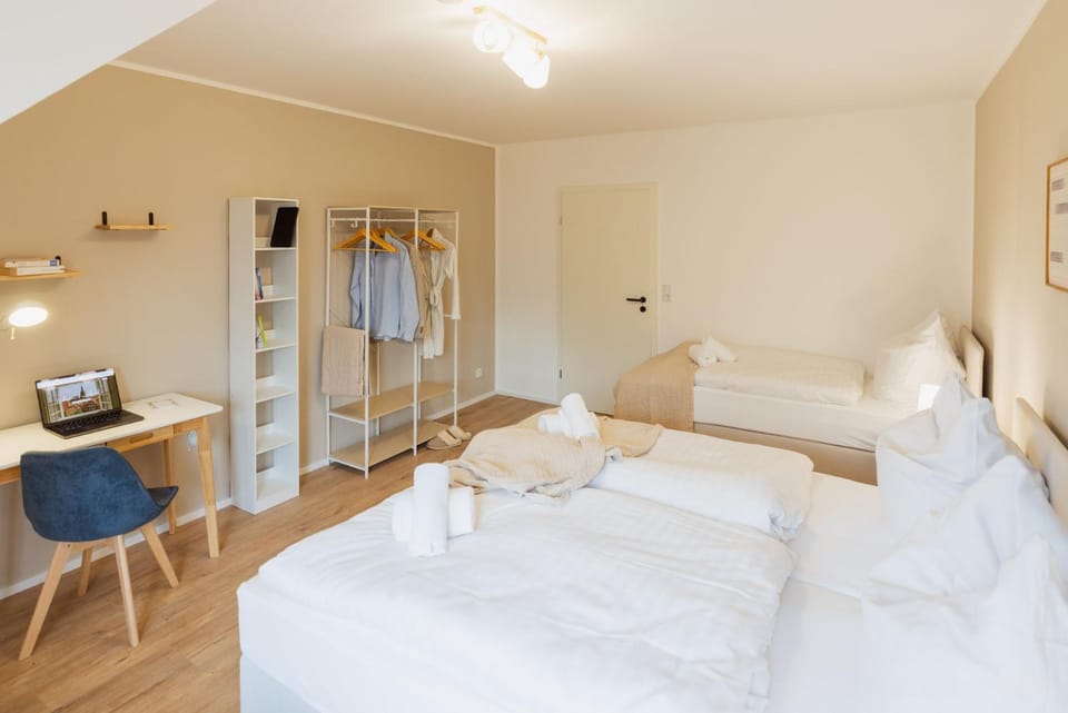 Bed, Photo of the whole room, Bedroom, towels, wardrobe