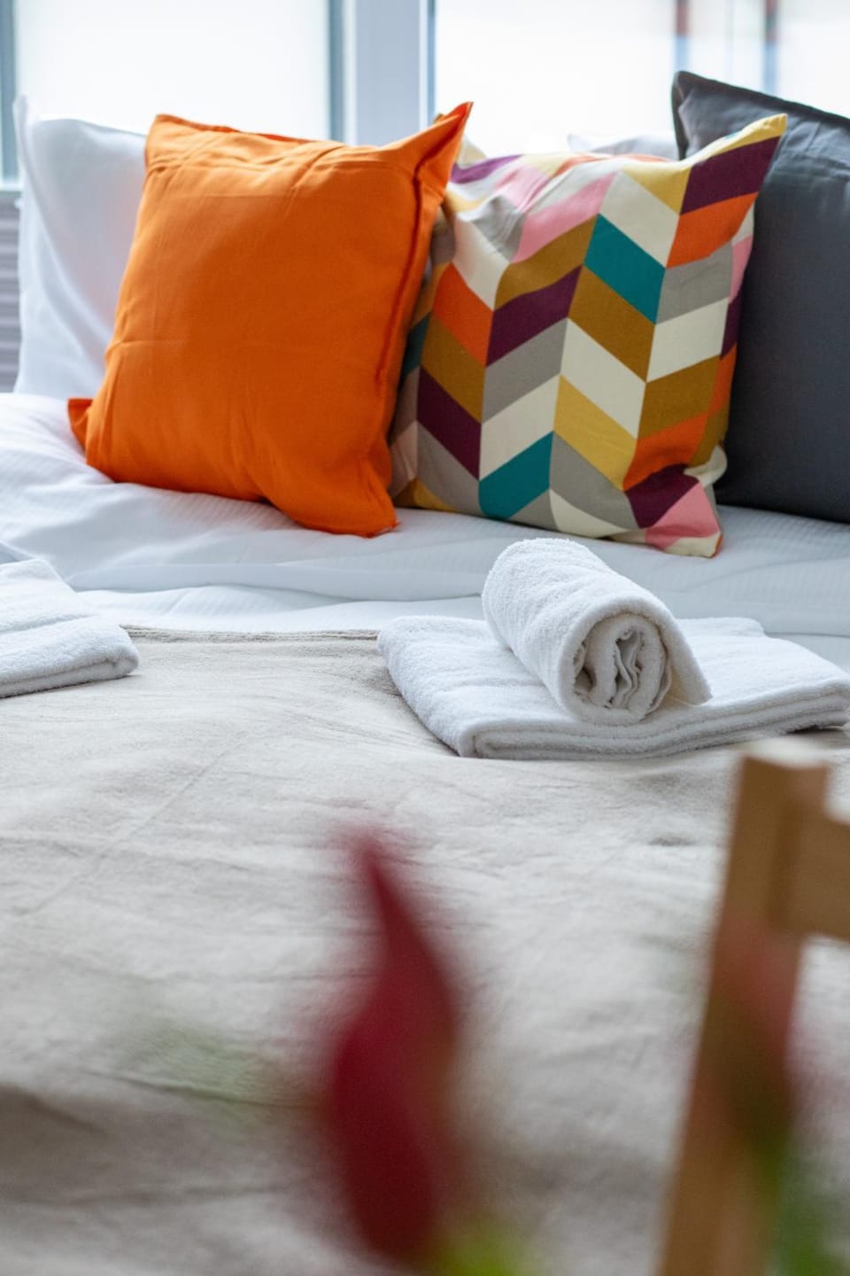 Bed, Photo of the whole room, Bedroom, towels