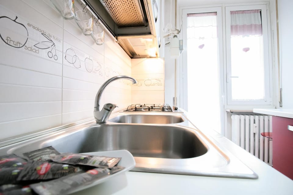 Kitchen or kitchenette, stove