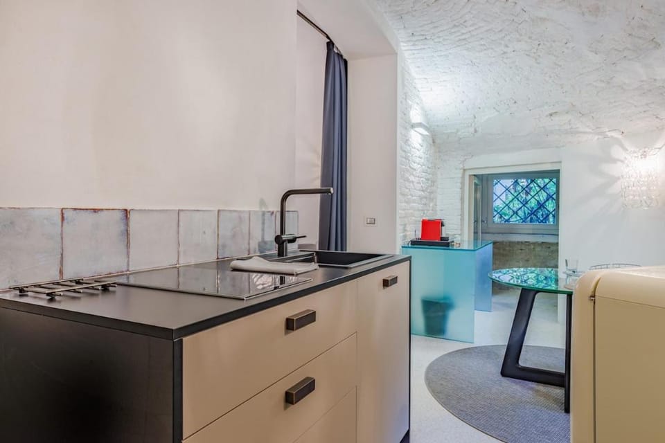 Kitchen or kitchenette, stove