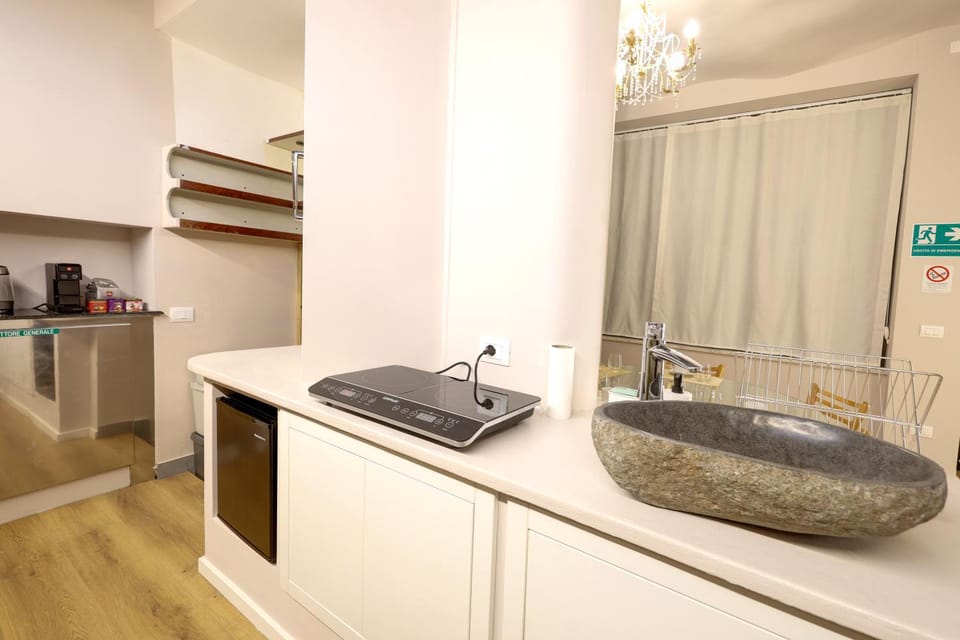 Kitchen or kitchenette, minibar, stove