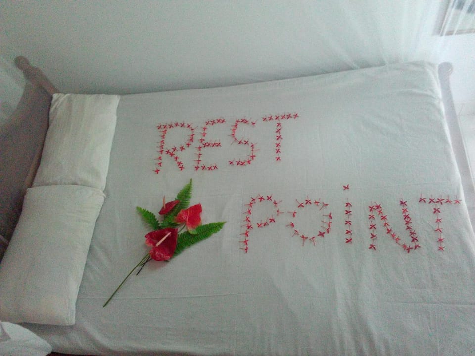 Bed, Property logo or sign