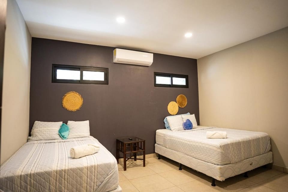 Bed, Bedroom, towels, air conditioner