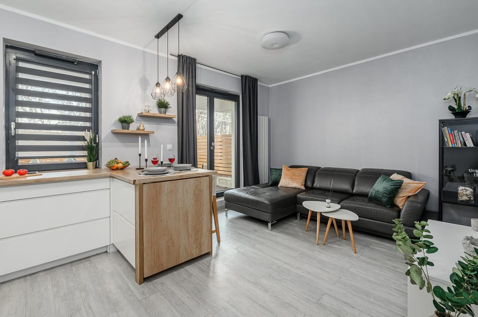 Kitchen or kitchenette, Living room, Seating area, Dining area
