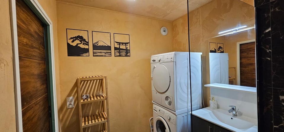 Bathroom, washing machine, dryer
