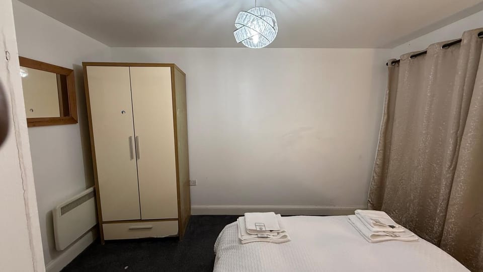 Bed, Photo of the whole room, Bedroom, towels, wardrobe