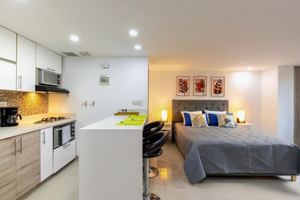Bed, Kitchen or kitchenette, Photo of the whole room, Bedroom, stove