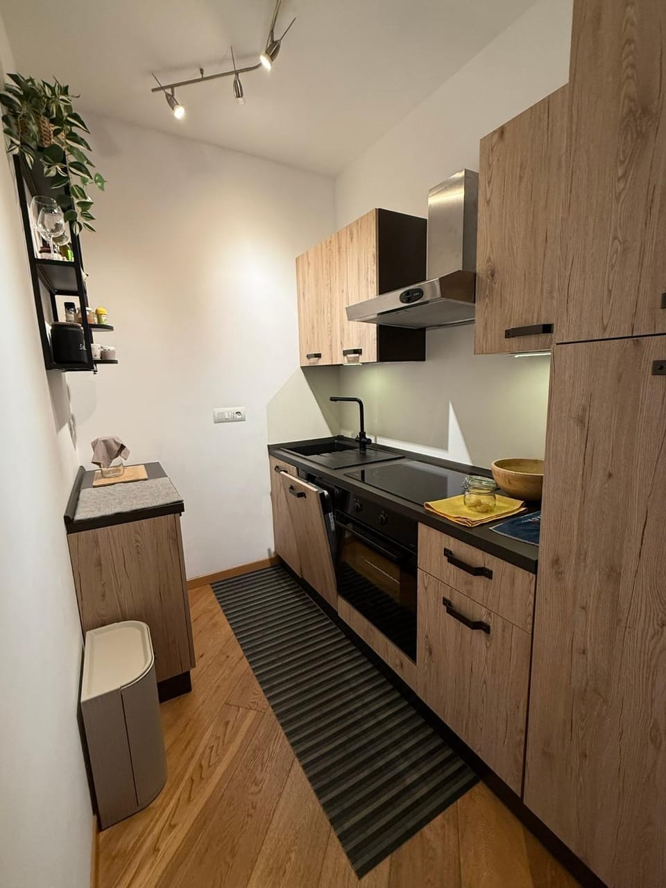 Kitchen or kitchenette, dishwasher, oven, stove