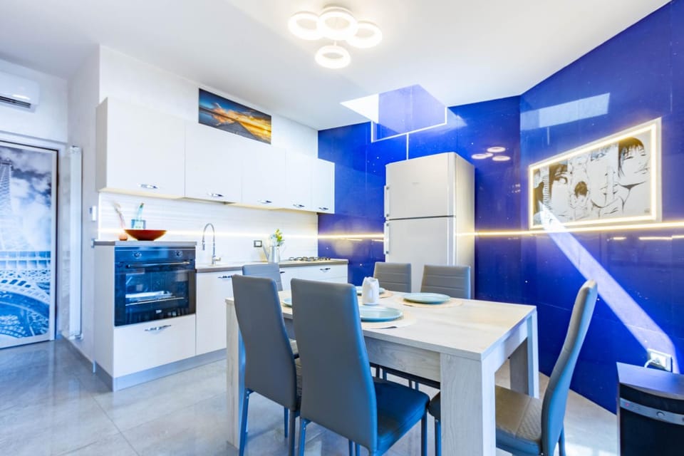 Living room, Dining area, oven, stove, air conditioner