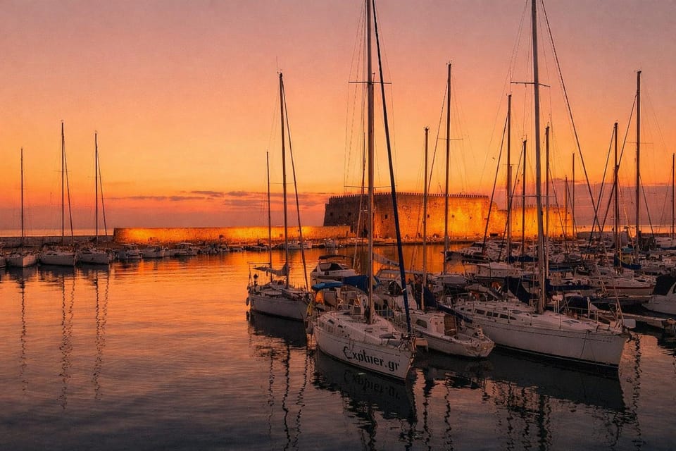 Private Sailing Cruise from Heraklion Marina Docked boat in Heraklion