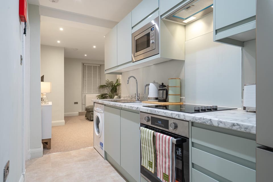 Kitchen or kitchenette, oven, stove