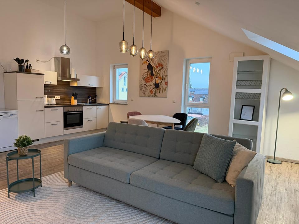 Kitchen or kitchenette, Living room, Seating area