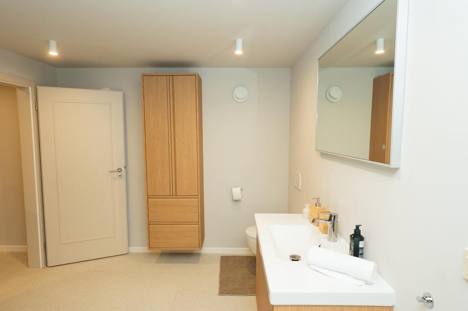 Bathroom, towels, wardrobe
