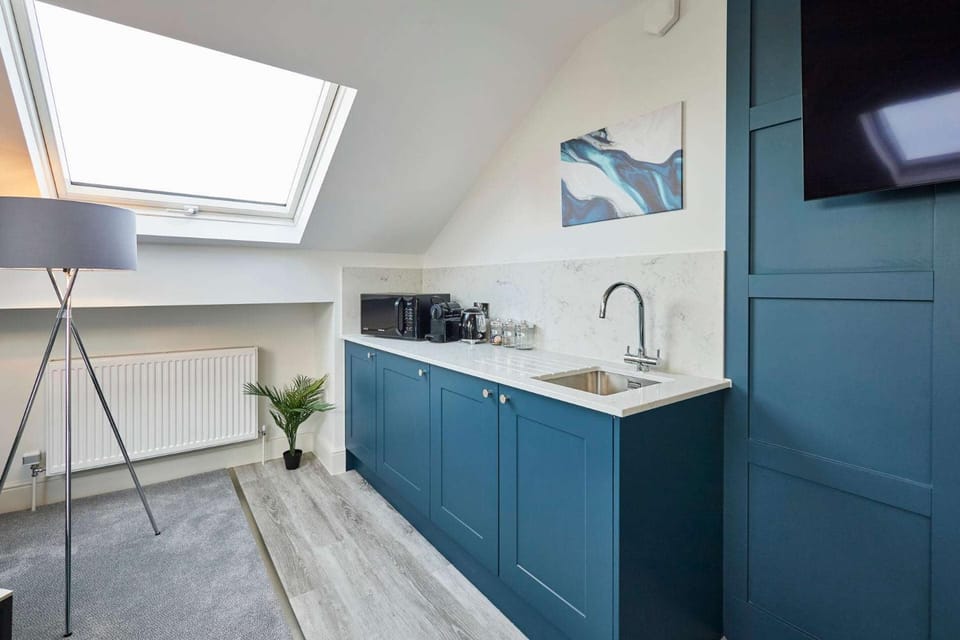 Kitchen or kitchenette, microwave