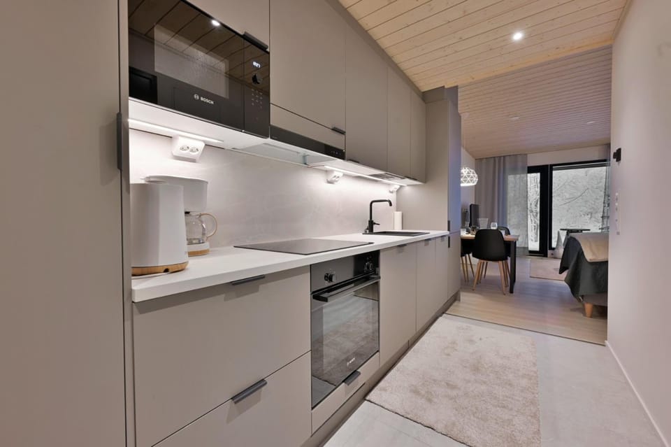 Kitchen or kitchenette, dishwasher, oven, stove