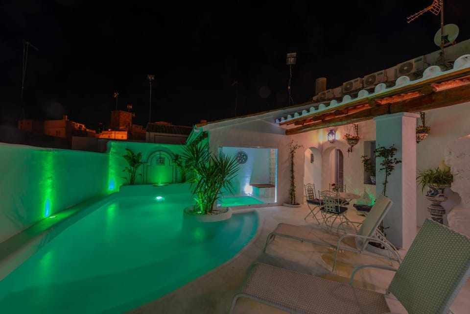 Property building, Living room, Swimming pool