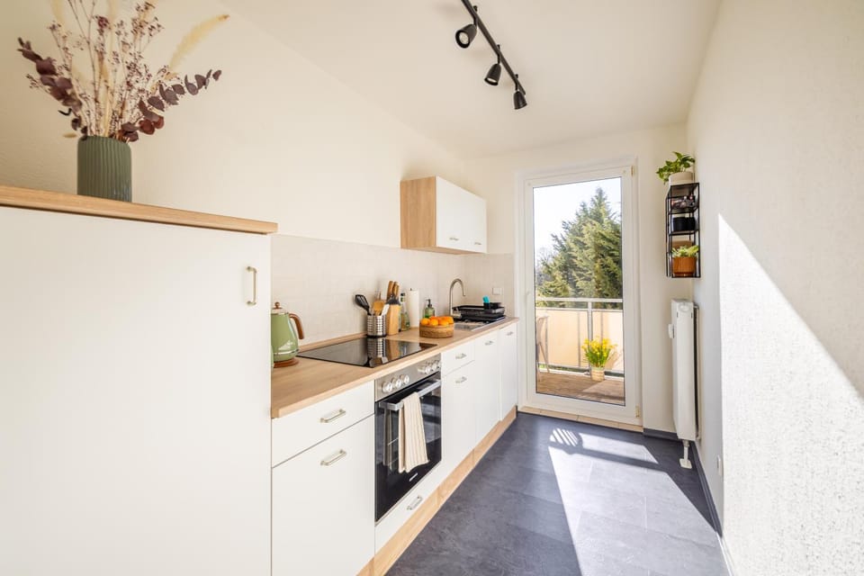 Kitchen or kitchenette, oven, stove, toaster