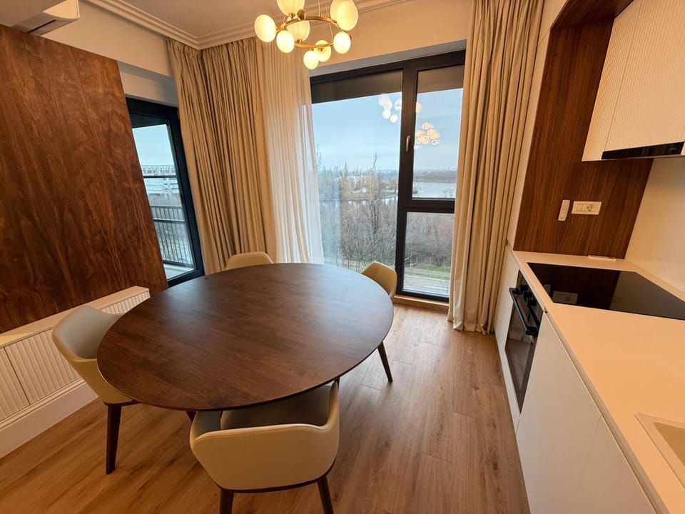 Kitchen or kitchenette, Living room, Dining area, stove