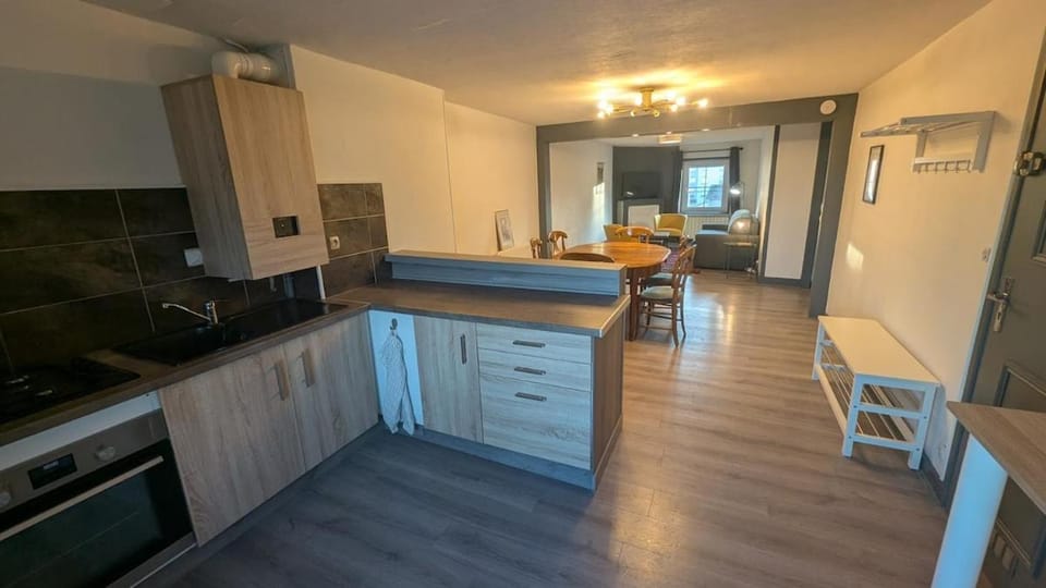 Kitchen or kitchenette, oven, stove