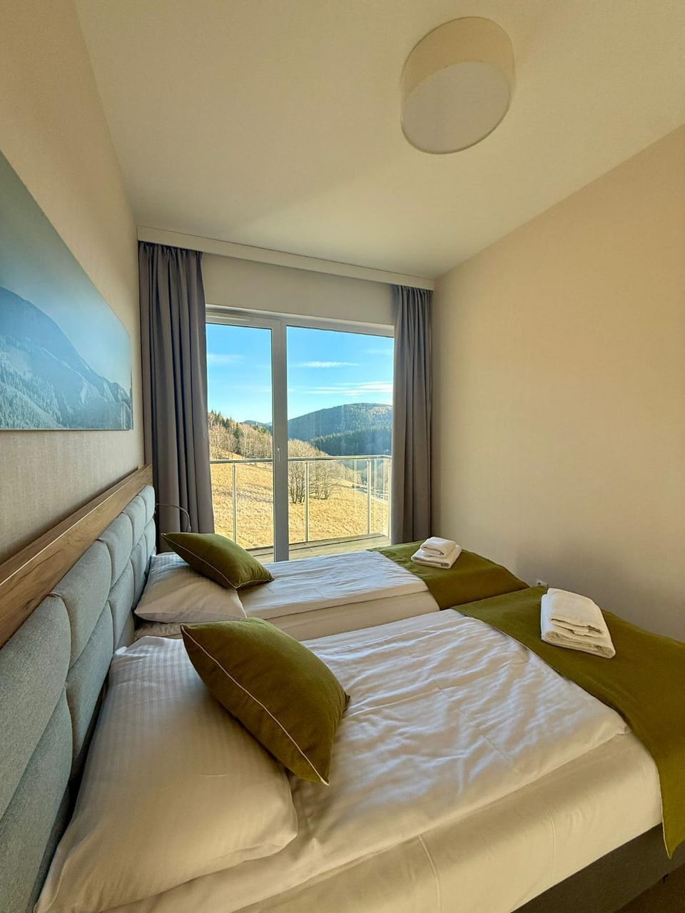 Bed, Photo of the whole room, Bedroom, Mountain view