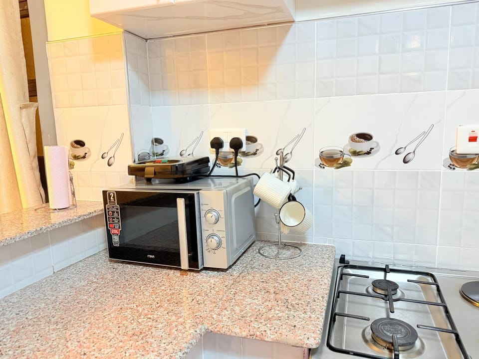 Kitchen or kitchenette, toaster