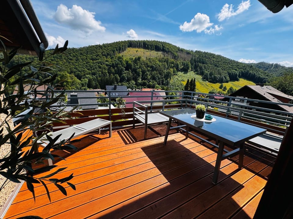 Day, Natural landscape, View (from property/room), Balcony/Terrace, Dining area, Mountain view