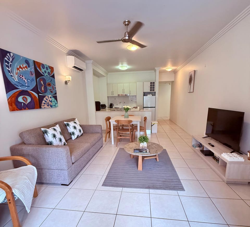 Living room, kitchen, air conditioner