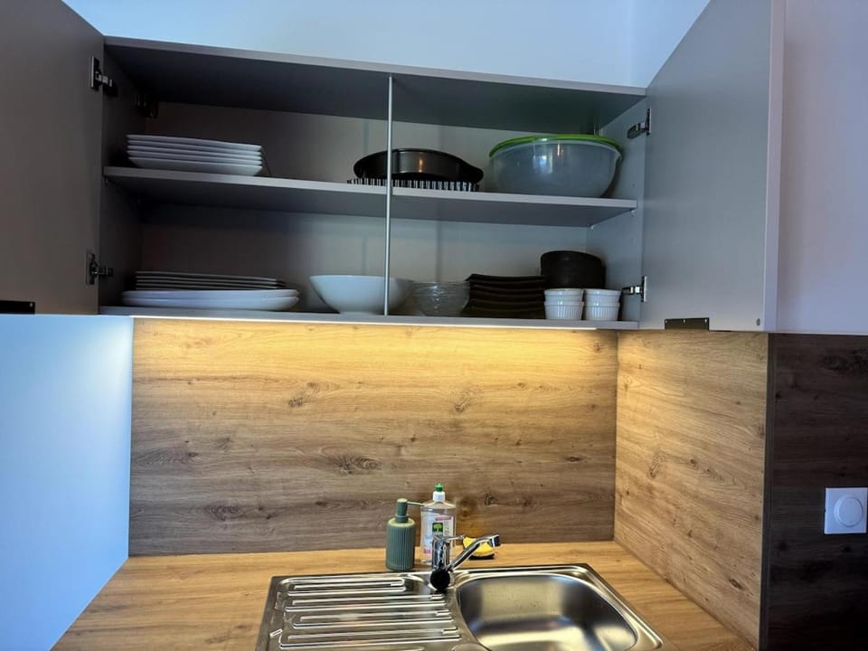 Kitchen or kitchenette, stove, kitchen