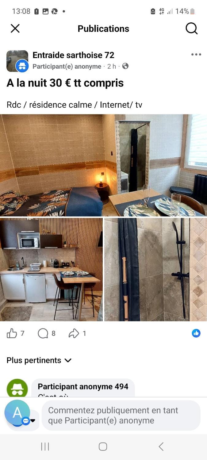 Studio tt équipé Apartment in Le Mans