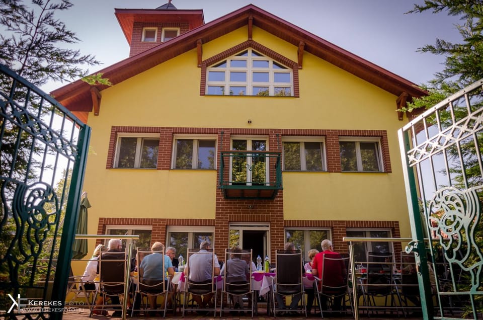 Property building, Patio, Day, group of guests