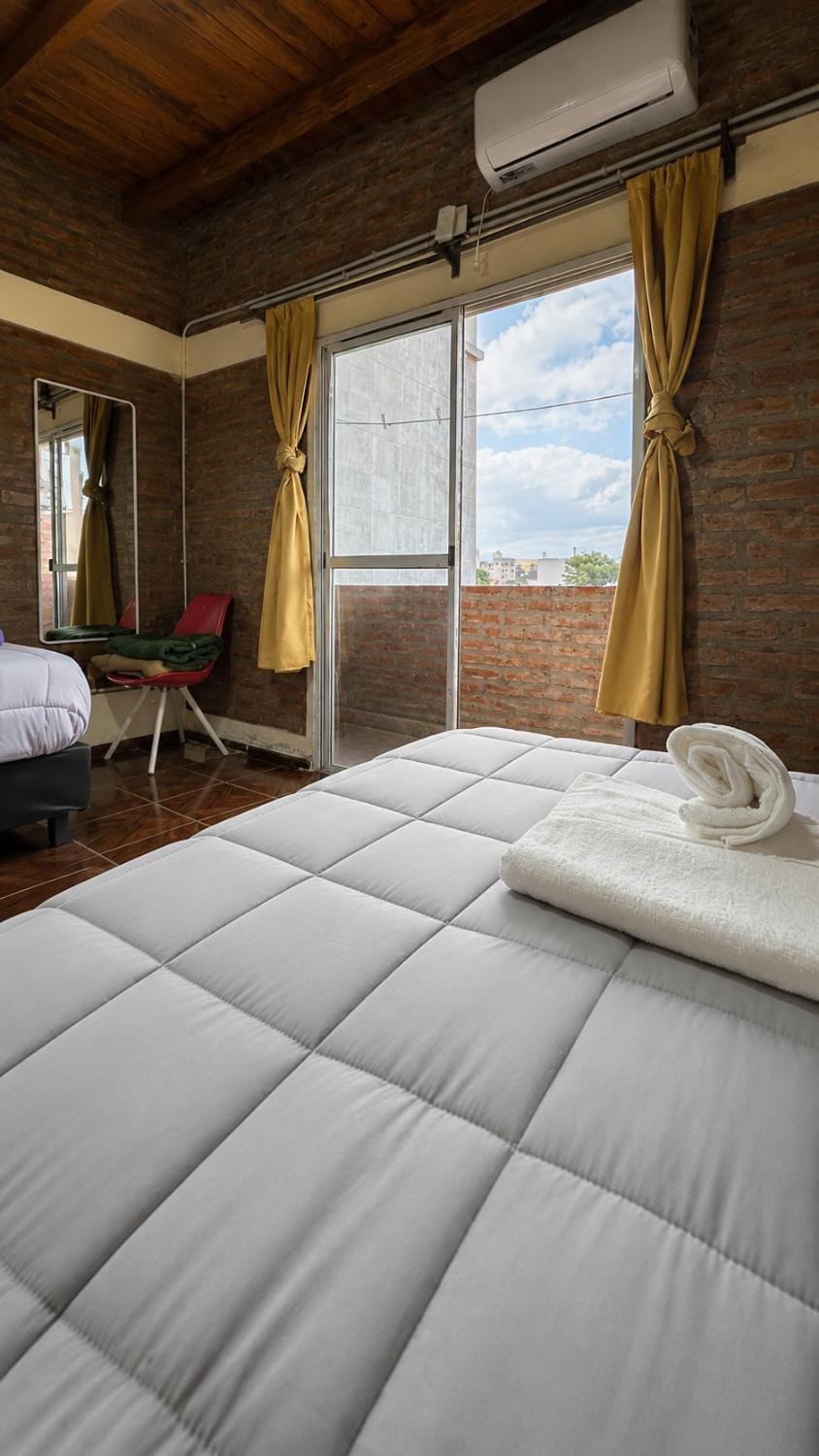 Bed, Balcony/Terrace, City view, towels