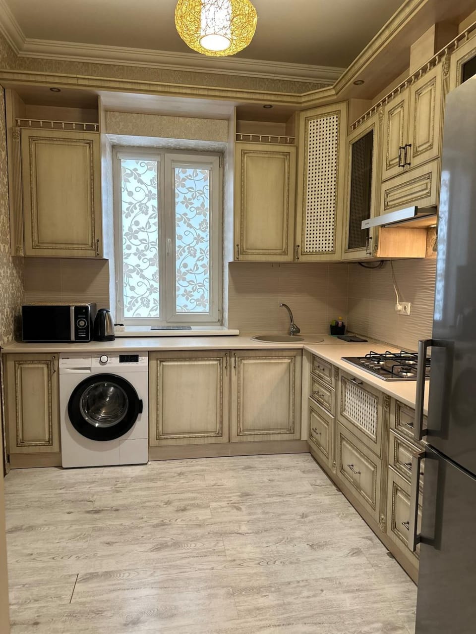 microwave, stove, washing machine, kitchen