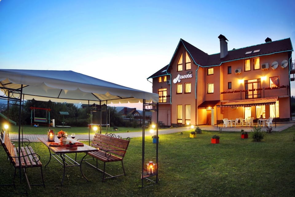 Property building, Patio, Sunset