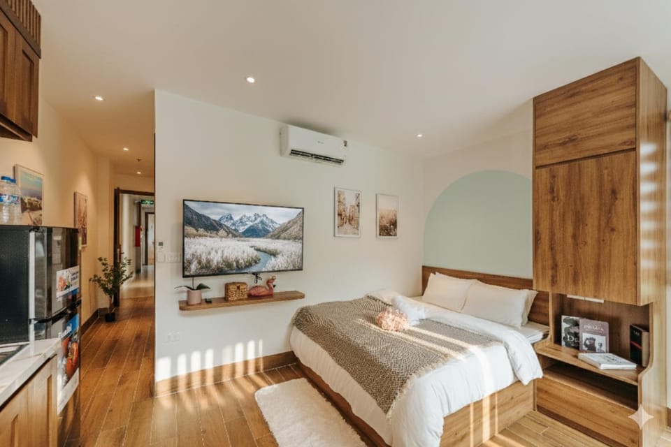 Communal lounge/ TV room, Bed, TV and multimedia, Kitchen or kitchenette, Photo of the whole room, Bedroom, air conditioner