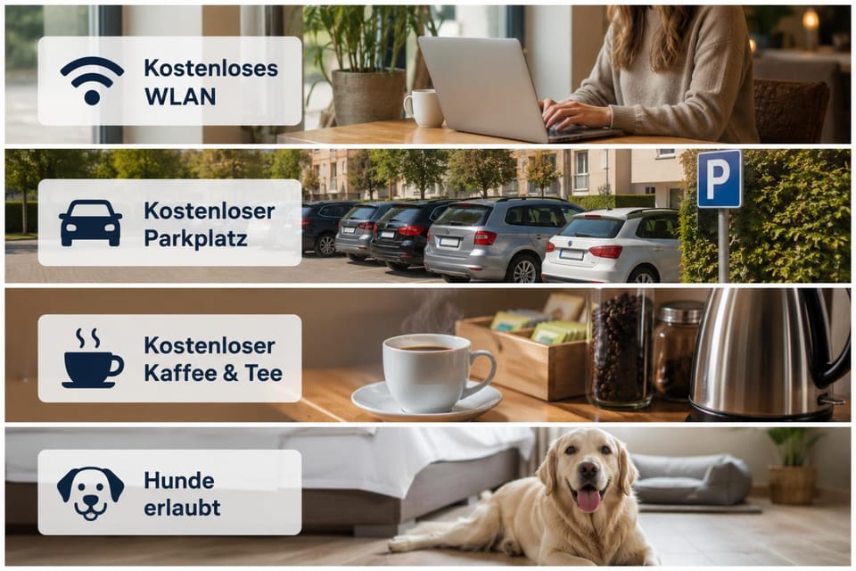 Coffee/tea facilities, Pets, Parking