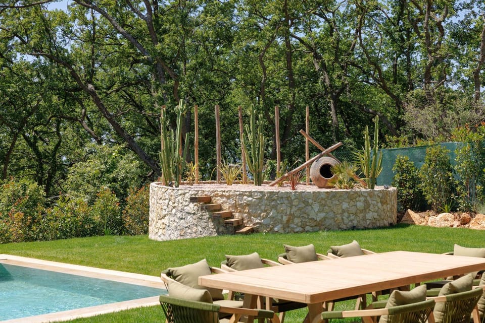 Patio, Spring, Day, Natural landscape, Pool view