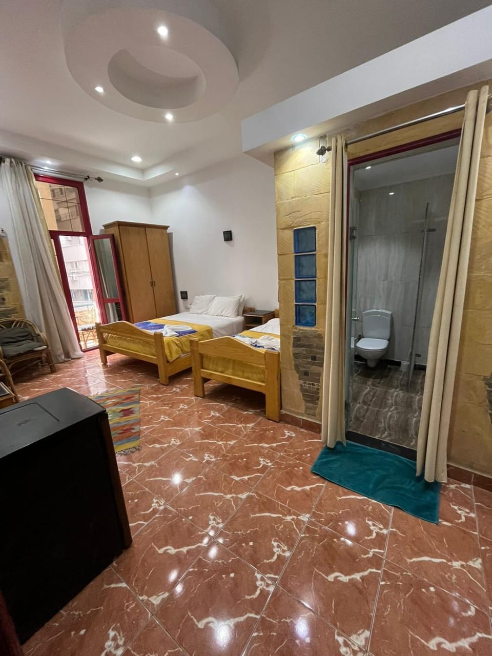 Shower, Bed, Bathroom