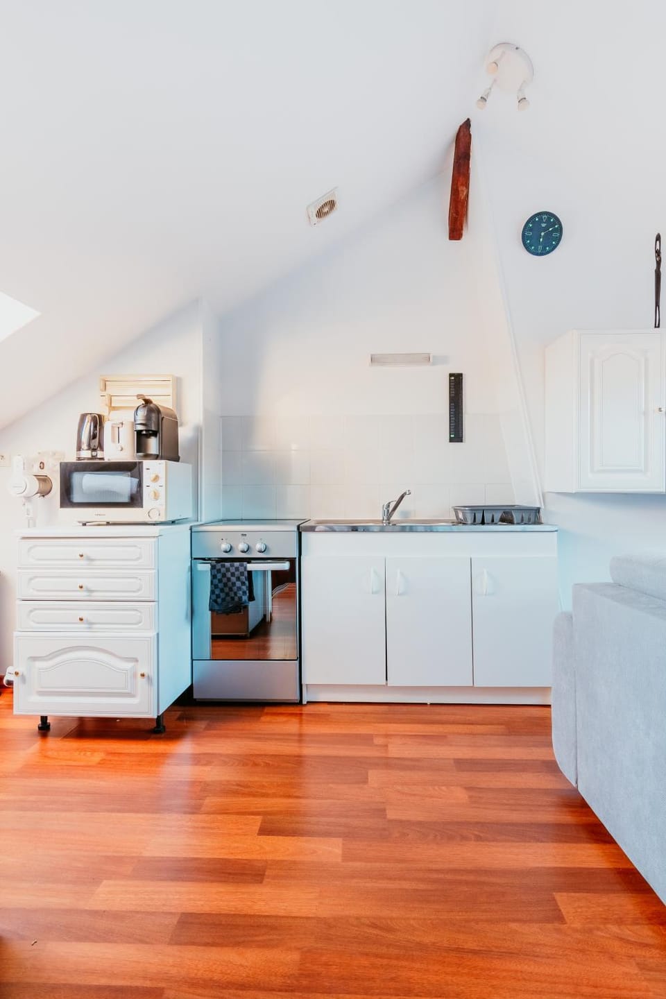 Kitchen or kitchenette, stove