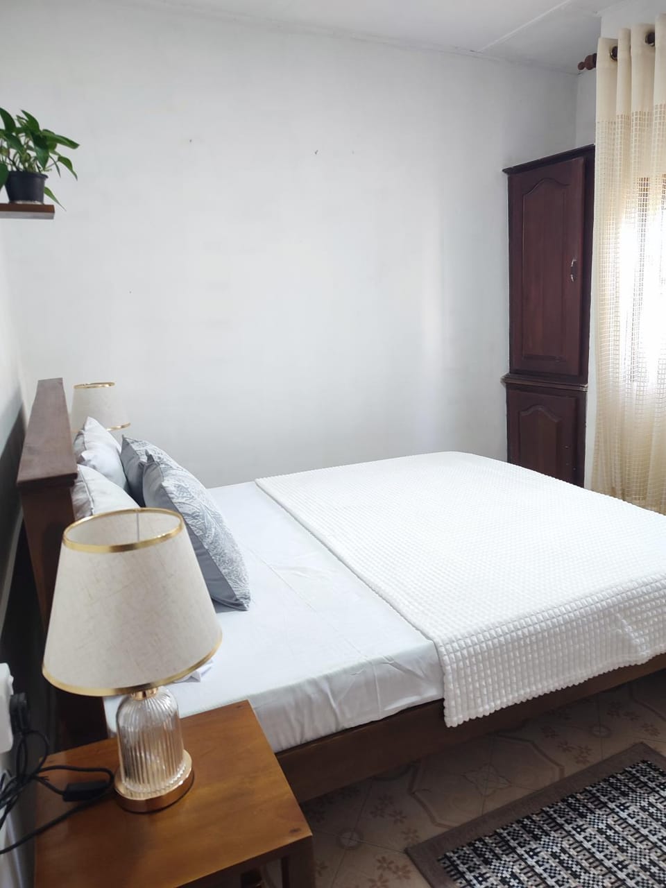 Bed, wardrobe