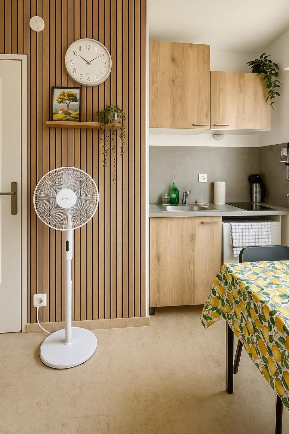 Kitchen or kitchenette, Dining area, stove, washing machine, air conditioner