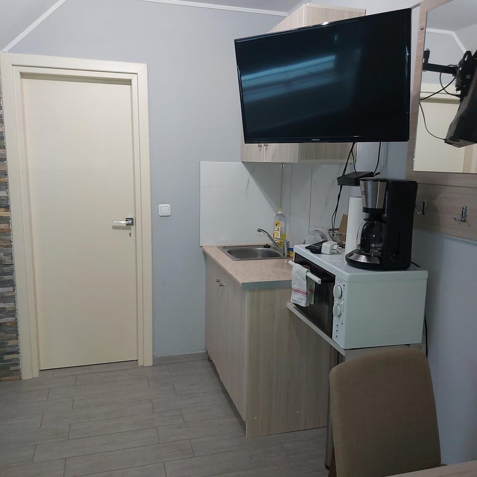 Kitchen or kitchenette, oven