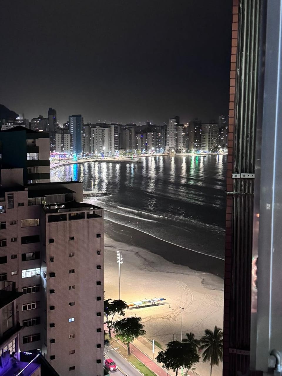 Night, Beach, City view, Sea view