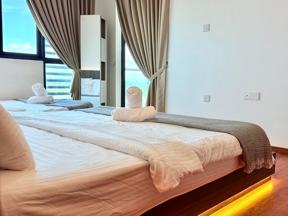 Bed, Bedroom, hair dryier, wardrobe, air conditioner