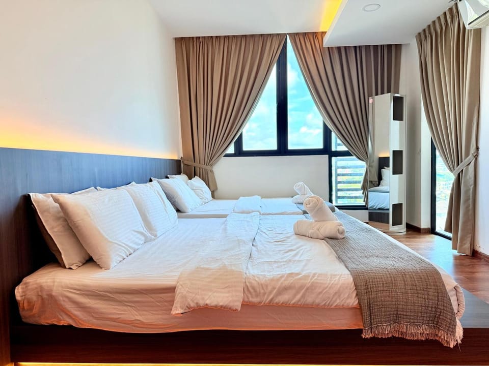 Bed, Bedroom, hair dryier, wardrobe, air conditioner