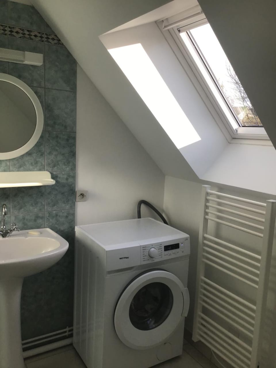 Bathroom, washing machine, dryer