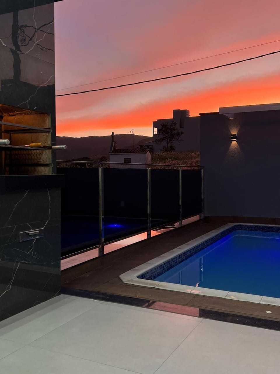 Natural landscape, Pool view, Swimming pool, Sunset
