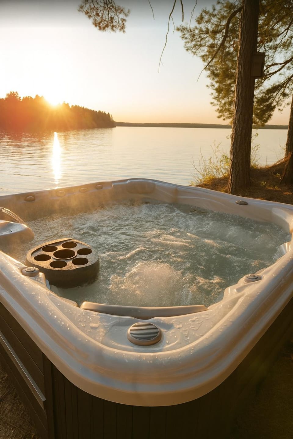 Natural landscape, Hot Tub, Hot Tub, Lake view, Sunrise, Sunset