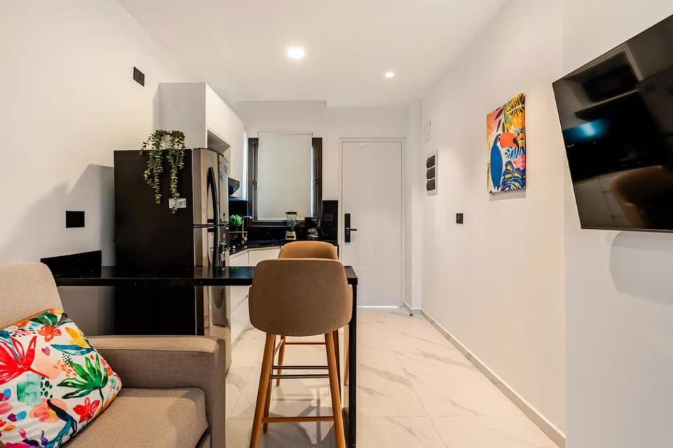 Kitchen or kitchenette, Living room, Dining area