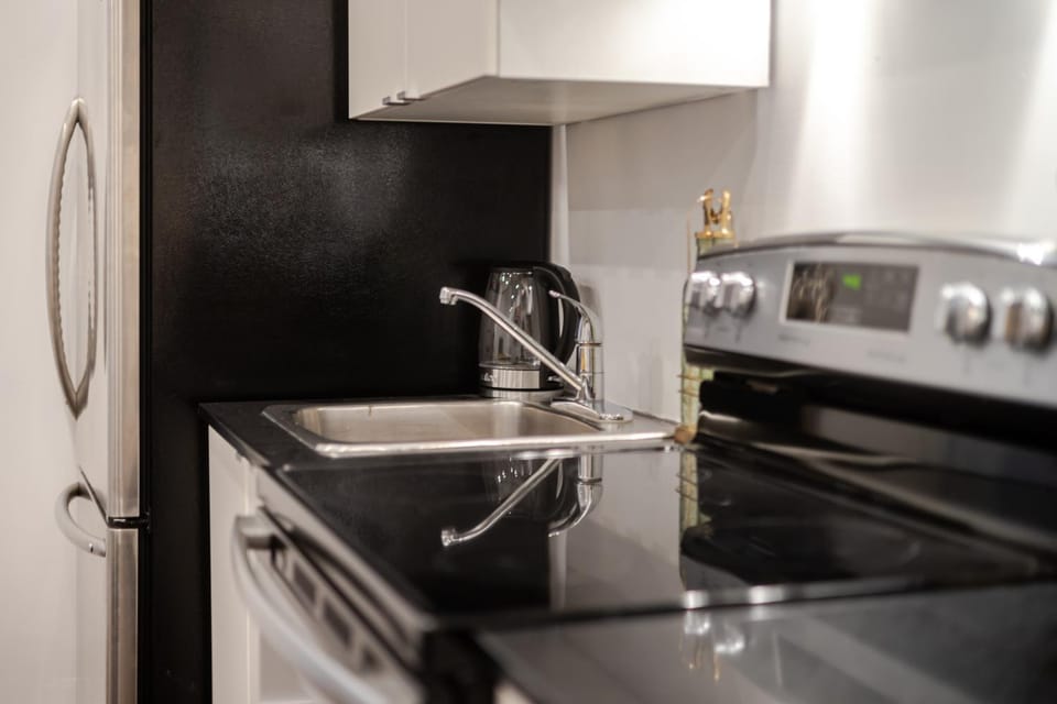 Kitchen or kitchenette, dishwasher, oven, stove